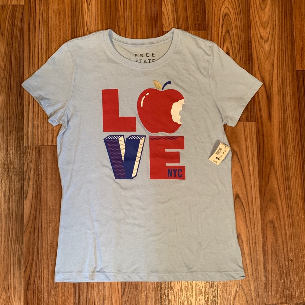 Women’s Free State Blue Short Sleeve Apple Love XL